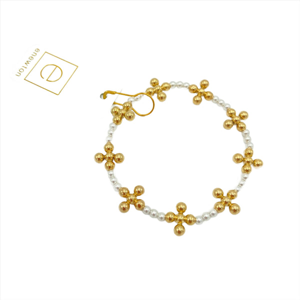 enewton Beaded Gold Cross and Pearl Sincerity Bracelet