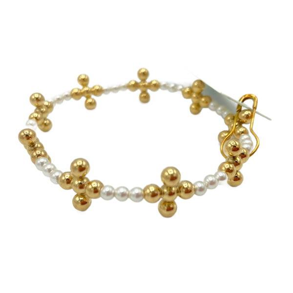 enewton Beaded Gold Cross and Pearl Sincerity Bracelet
