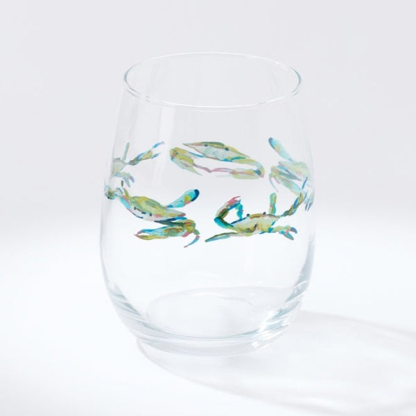 Bay Blues Crab Wine Glass