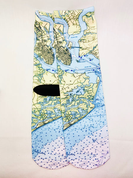 Charleston Nautical Map Socks