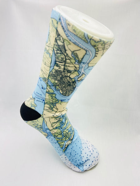 Charleston Nautical Map Socks