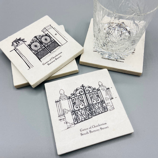 Charleston Gates Marble Coaster Set