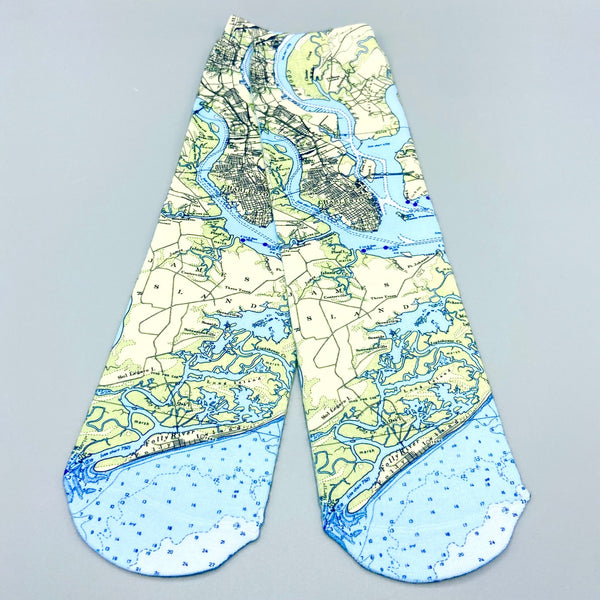 Charleston Nautical Map Socks