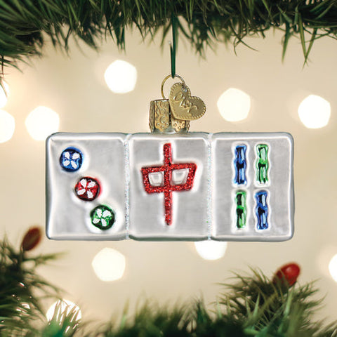 Mahjong Tiles Glass Ornament