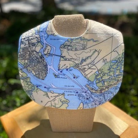Charleston Nautical Map Baby Bib